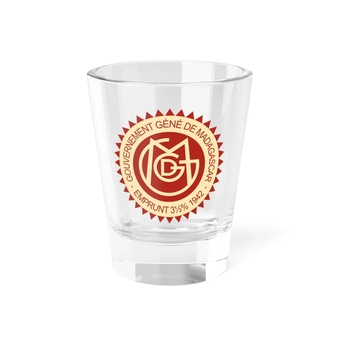 Seal of the Government-General of Madagascar 1942 (Madagascar) (Coat of Arms) Shot Glass 1.5oz 1.5oz - Go Mug Yourself