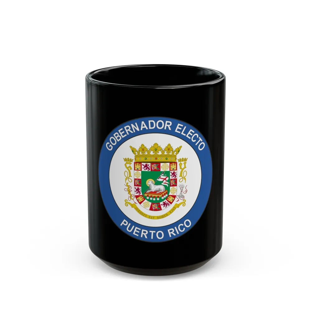 Seal of the Governor-Elect of Puerto Rico - Black Coffee Mug-15oz-Go Mug Yourself