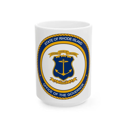 Seal of the Governor of Rhode sland - White Coffee Mug 15oz - Go Mug Yourself