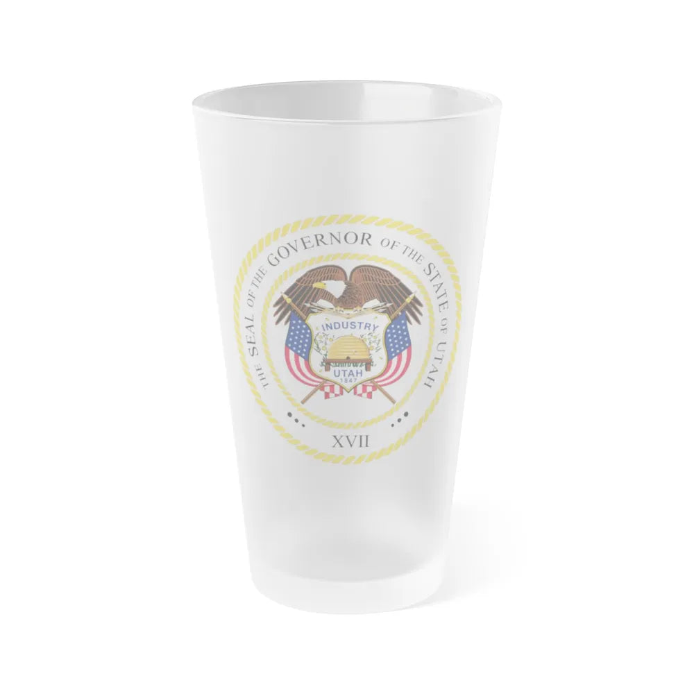 Seal of the Governor of Utah v2 - Frosted Pint Glass 16oz-16oz-Frosted-Go Mug Yourself