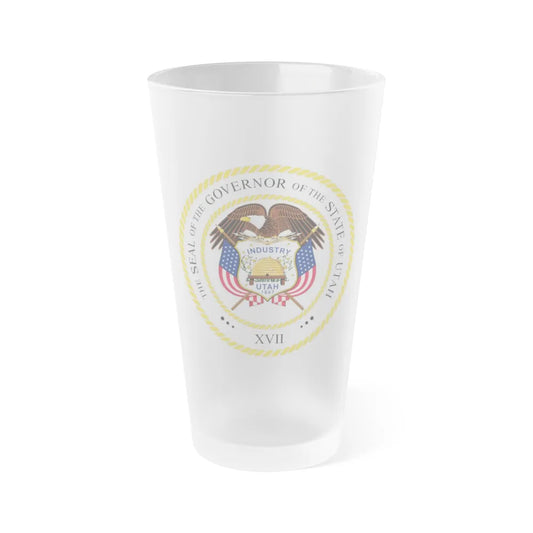 Seal of the Governor of Utah v2 - Frosted Pint Glass 16oz-16oz-Frosted-Go Mug Yourself