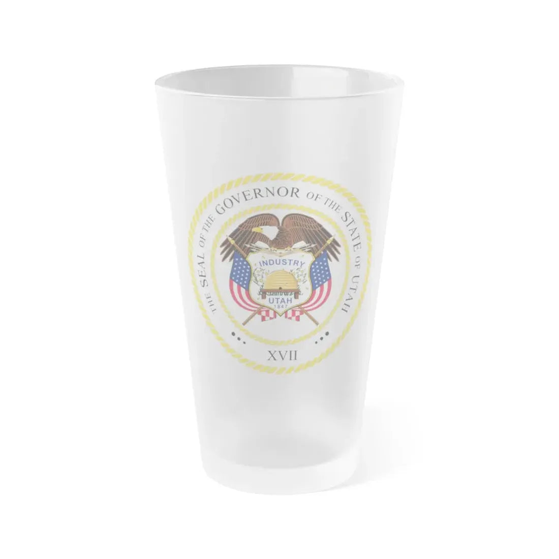 Seal of the Governor of Utah v2 - Frosted Pint Glass 16oz 16oz Frosted - Go Mug Yourself