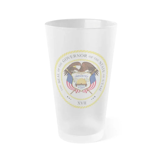 Seal of the Governor of Utah v2 - Frosted Pint Glass 16oz 16oz Frosted - Go Mug Yourself