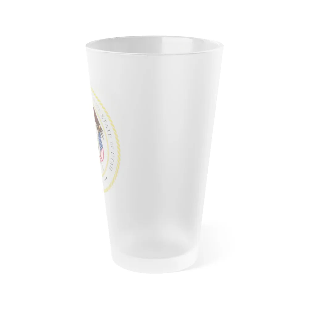 Seal of the Governor of Utah v2 - Frosted Pint Glass 16oz-Go Mug Yourself