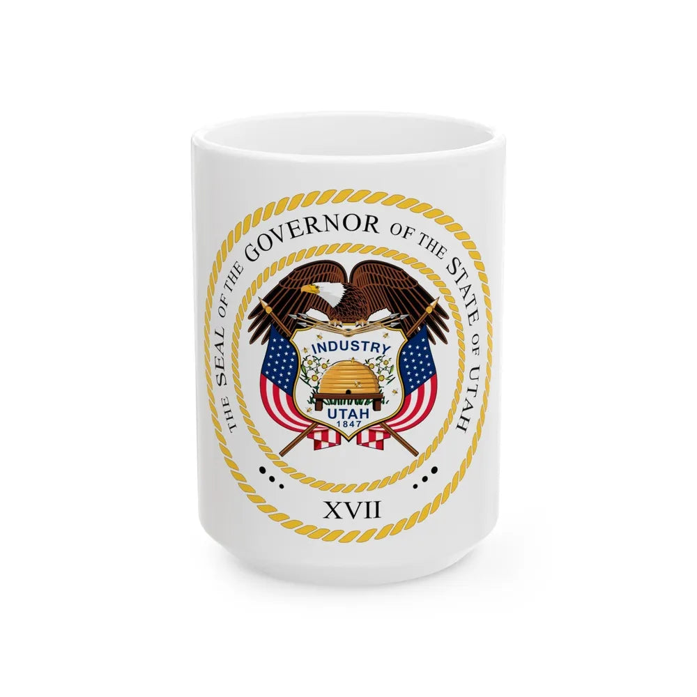 Seal of the Governor of Utah v2 - White Coffee Mug-15oz-Go Mug Yourself