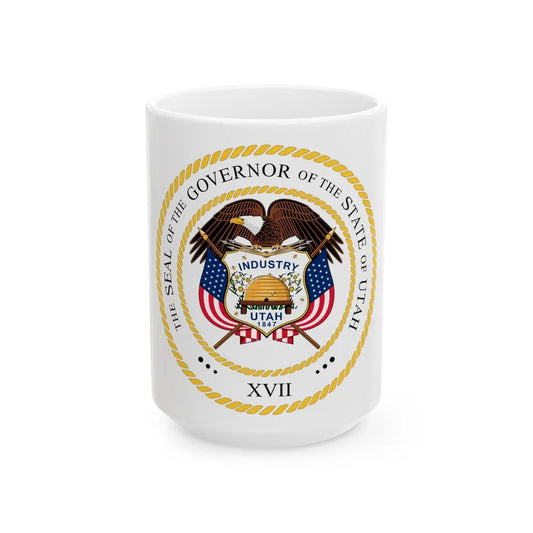 Seal of the Governor of Utah v2 - White Coffee Mug-15oz-Go Mug Yourself