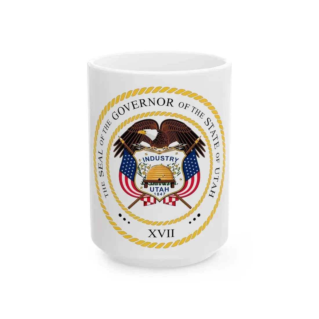 Seal of the Governor of Utah v2 - White Coffee Mug 15oz - Go Mug Yourself