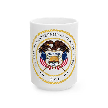 Seal of the Governor of Utah v2 - White Coffee Mug 15oz - Go Mug Yourself
