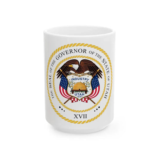 Seal of the Governor of Utah v2 - White Coffee Mug 15oz - Go Mug Yourself