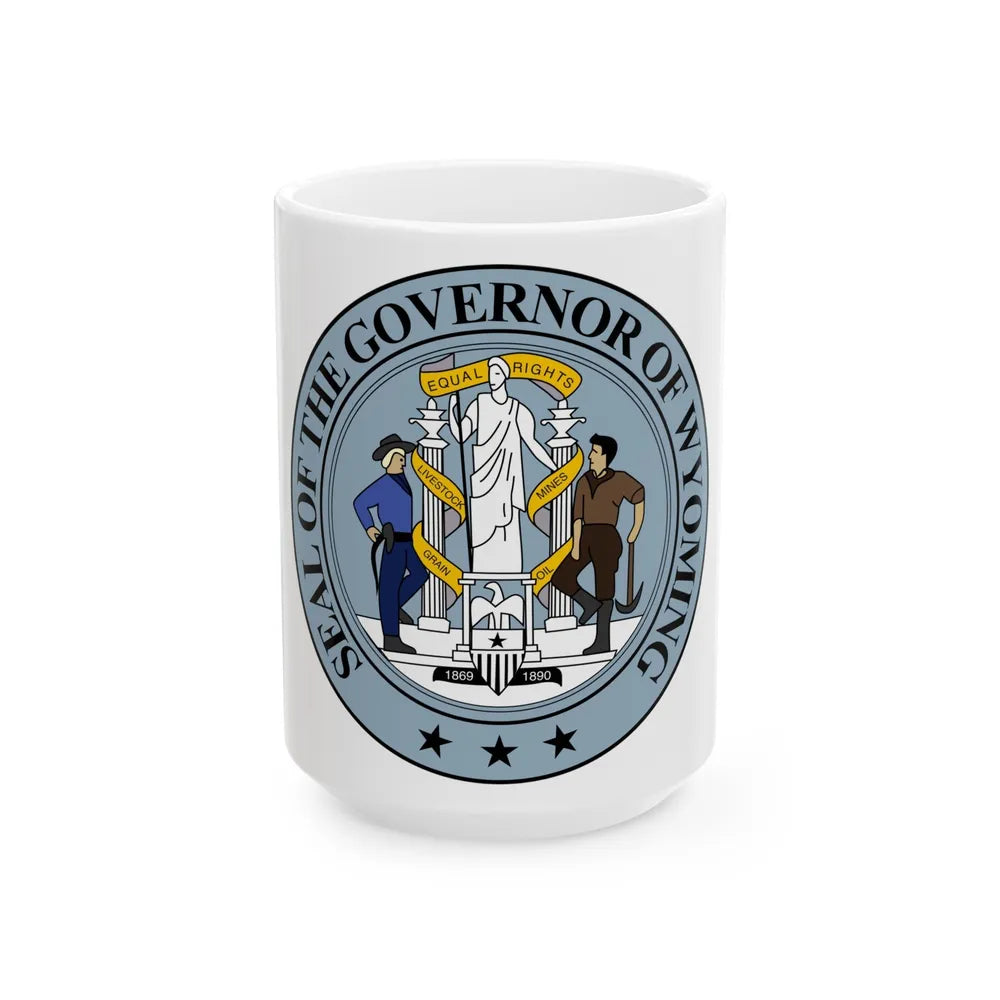 Seal of the Governor of Wyoming - White Coffee Mug-15oz-Go Mug Yourself