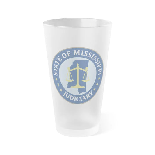 Seal of the Judiciary of Mississippi - Frosted Pint Glass 16oz-16oz-Frosted-Go Mug Yourself