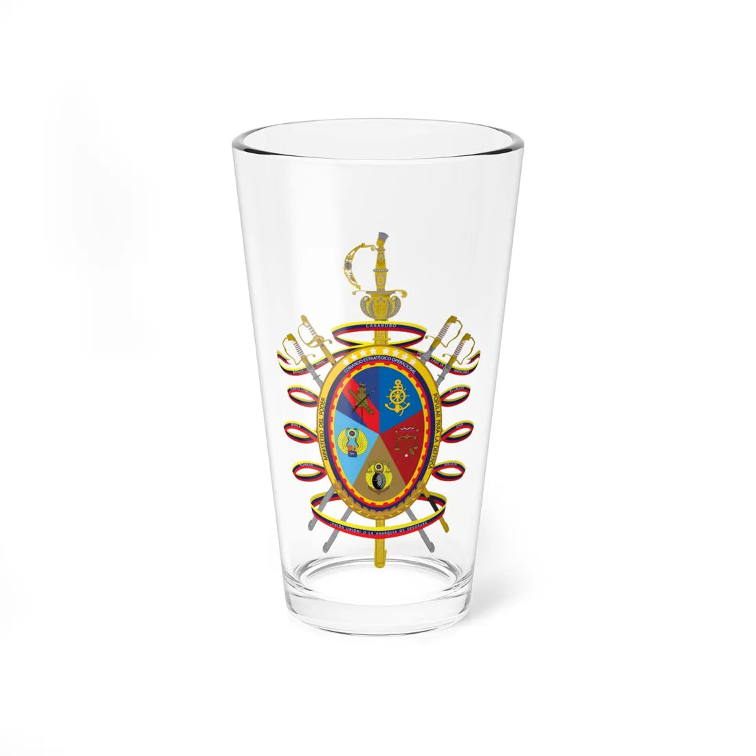 Seal of the Ministry of Peoples Power for Defense (Venezuela) (Coat of Arms) Pint Glass 16oz 16oz - Go Mug Yourself