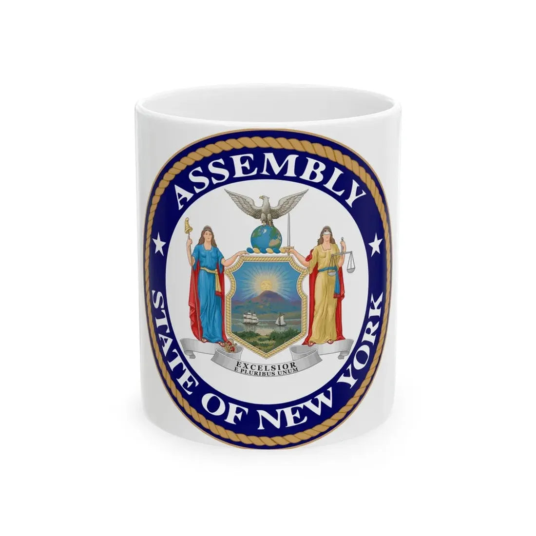 Seal of the New York State Assembly - White Coffee Mug 11oz - Go Mug Yourself