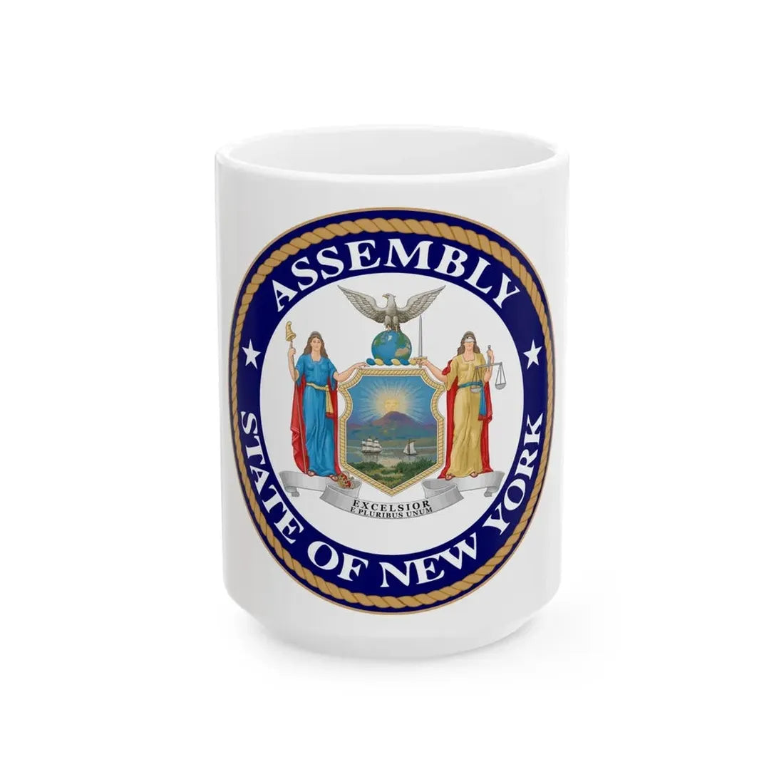 Seal of the New York State Assembly - White Coffee Mug 15oz - Go Mug Yourself