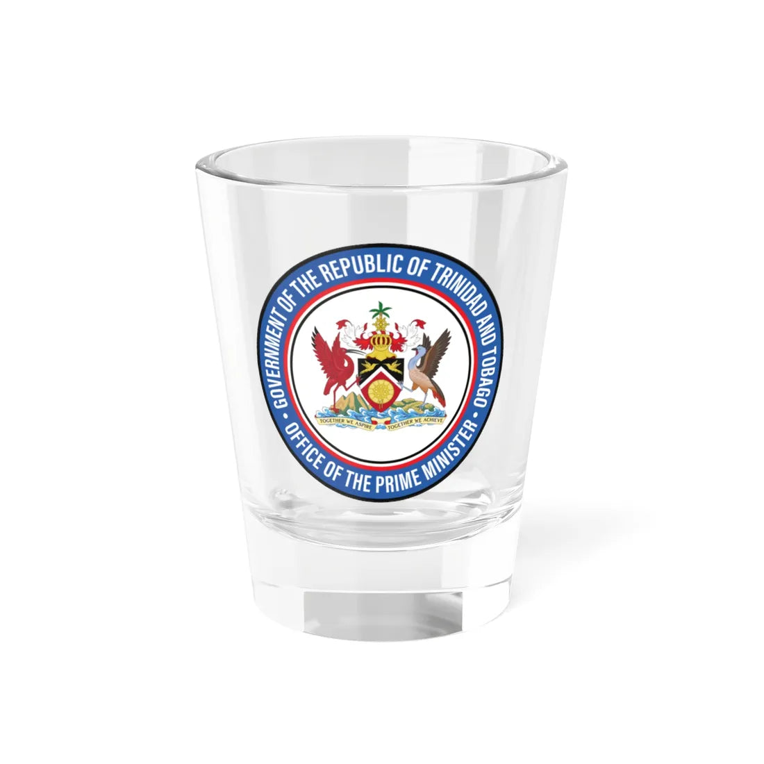 Seal of the Office of the Prime Minister Trinidad and Tobago (Trinidad and Tobago) (Coat of Arms) Shot Glass 1.5oz 1.5oz - Go Mug Yourself