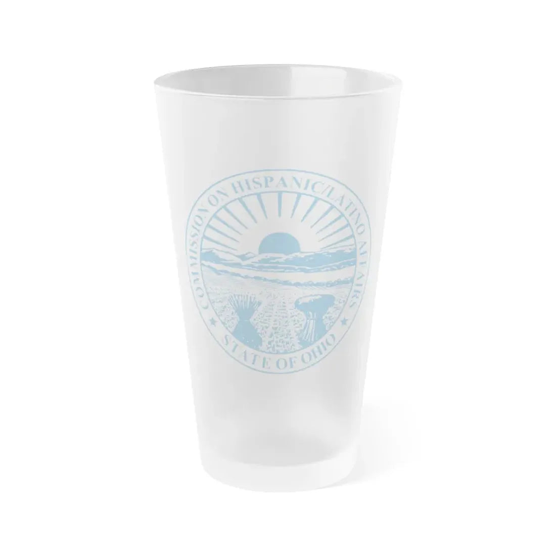 Seal of the Ohio Commission on Hispanic and Latino Affairs - Frosted Pint Glass 16oz 16oz Frosted - Go Mug Yourself