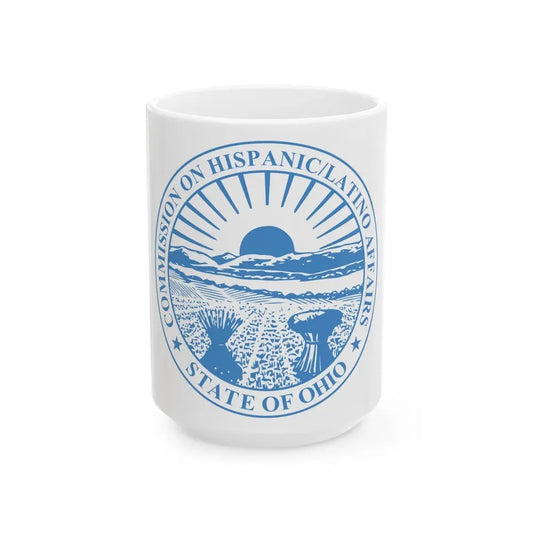Seal of the Ohio Commission on Hispanic and Latino Affairs - White Coffee Mug 15oz - Go Mug Yourself