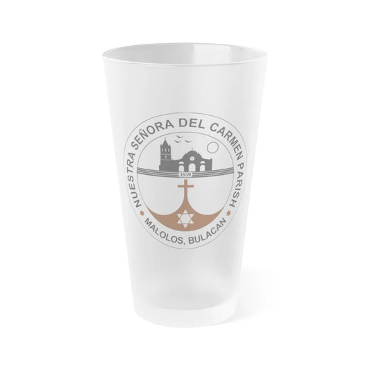 Seal of the Parish of Our Lady of Mount Carmel - Frosted Pint Glass 16oz-16oz-Frosted-Go Mug Yourself