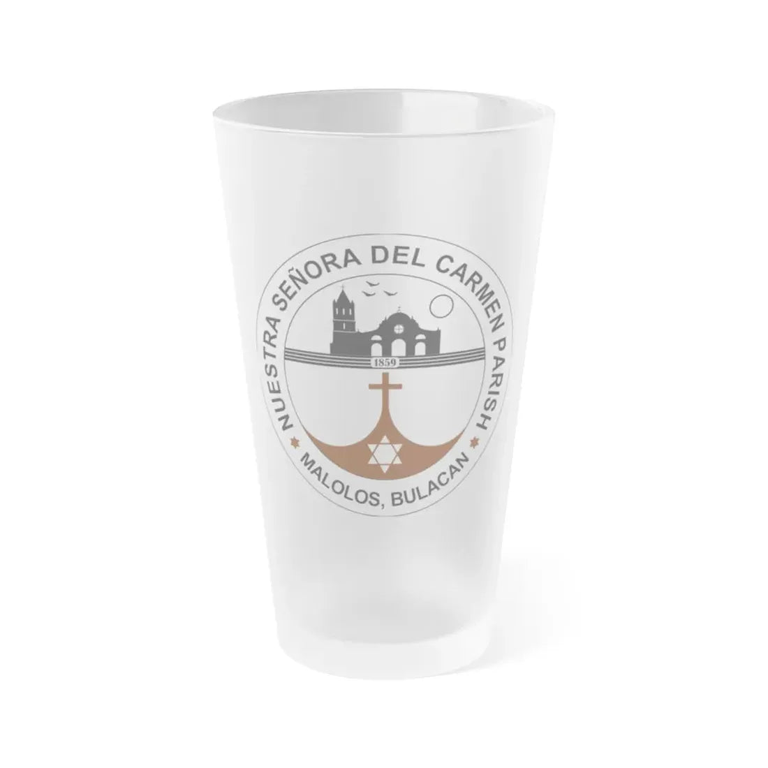 Seal of the Parish of Our Lady of Mount Carmel - Frosted Pint Glass 16oz 16oz Frosted - Go Mug Yourself