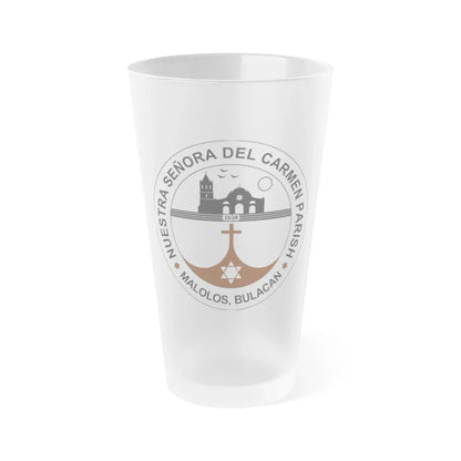 Seal of the Parish of Our Lady of Mount Carmel - Frosted Pint Glass 16oz 16oz Frosted - Go Mug Yourself