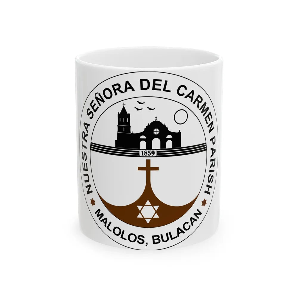 Seal of the Parish of Our Lady of Mount Carmel - White Coffee Mug-11oz-Go Mug Yourself