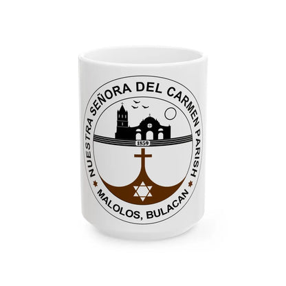 Seal of the Parish of Our Lady of Mount Carmel - White Coffee Mug-15oz-Go Mug Yourself