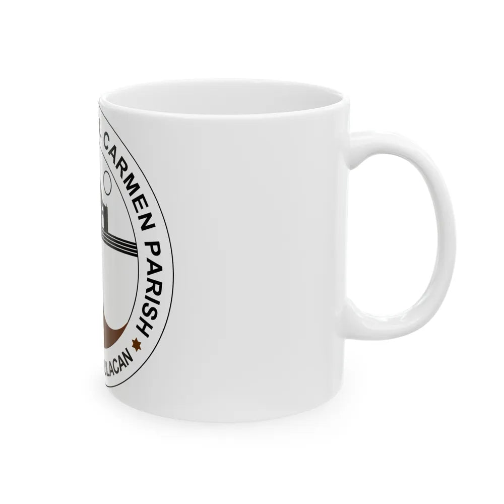 Seal of the Parish of Our Lady of Mount Carmel - White Coffee Mug-Go Mug Yourself