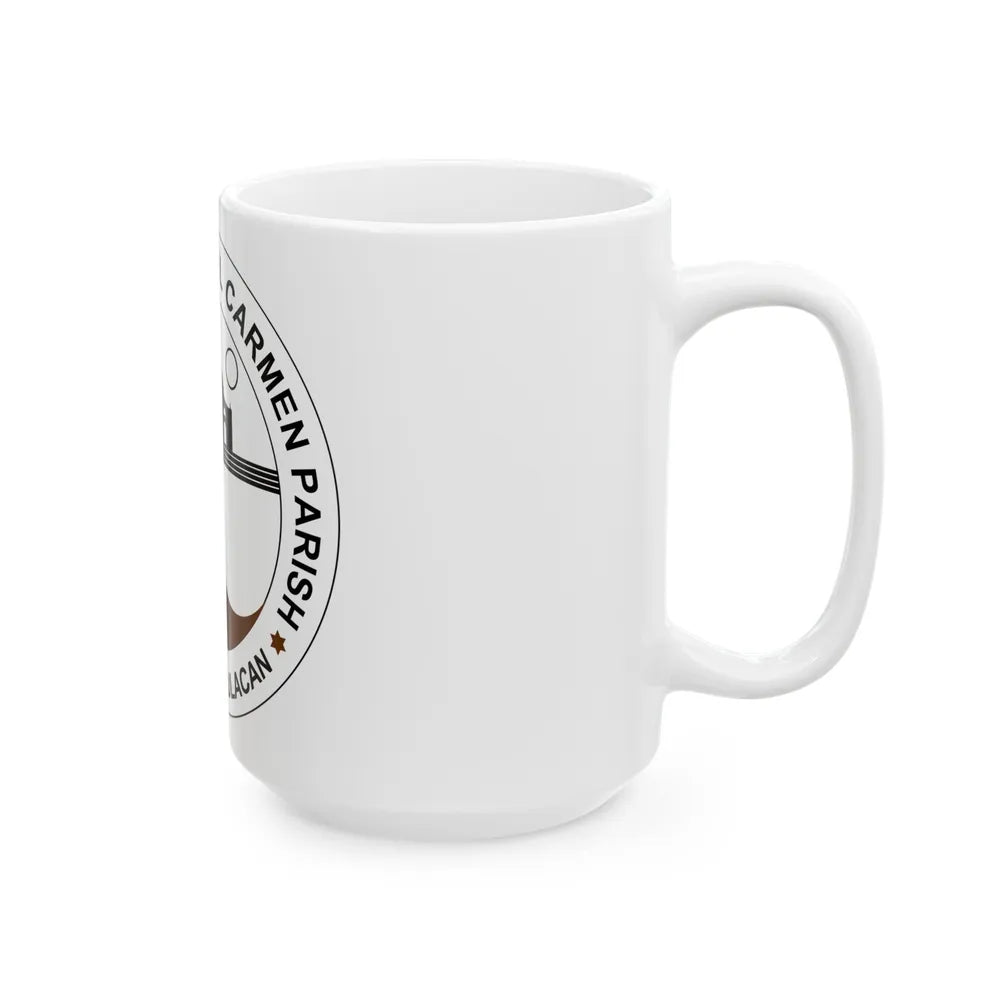 Seal of the Parish of Our Lady of Mount Carmel - White Coffee Mug-Go Mug Yourself