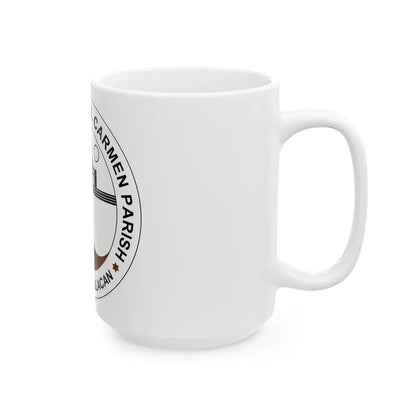 Seal of the Parish of Our Lady of Mount Carmel - White Coffee Mug - Go Mug Yourself