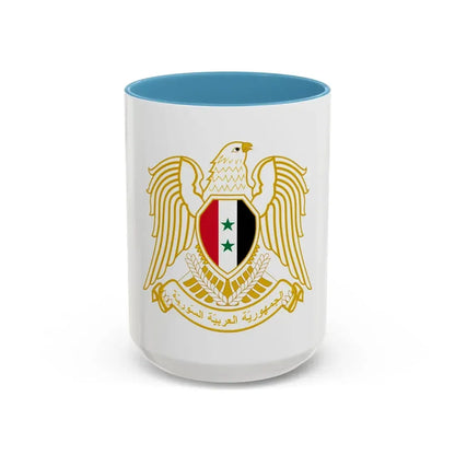 Seal of the People's Assembly of Syria - Accent Coffee Mug 15oz Light Blue - Go Mug Yourself