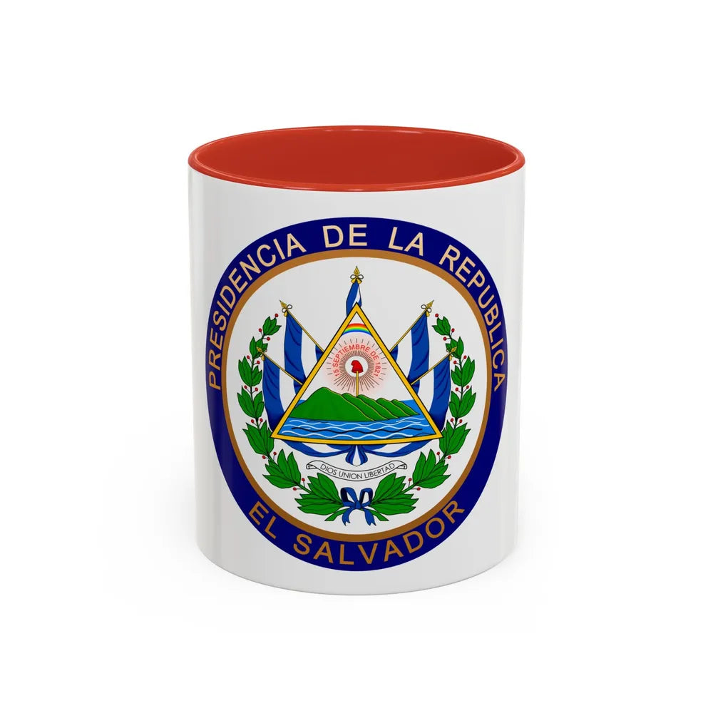 Seal of the President of El Salvador - Accent Coffee Mug 11oz Red - Go Mug Yourself