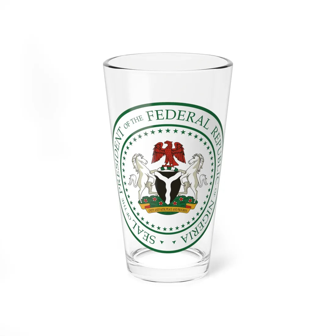 Seal of the President of Nigeria (Niger) (Coat of Arms) Pint Glass 16oz 16oz - Go Mug Yourself