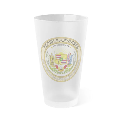 Seal of the Republic of Hawaii - Frosted Pint Glass 16oz-16oz-Frosted-Go Mug Yourself