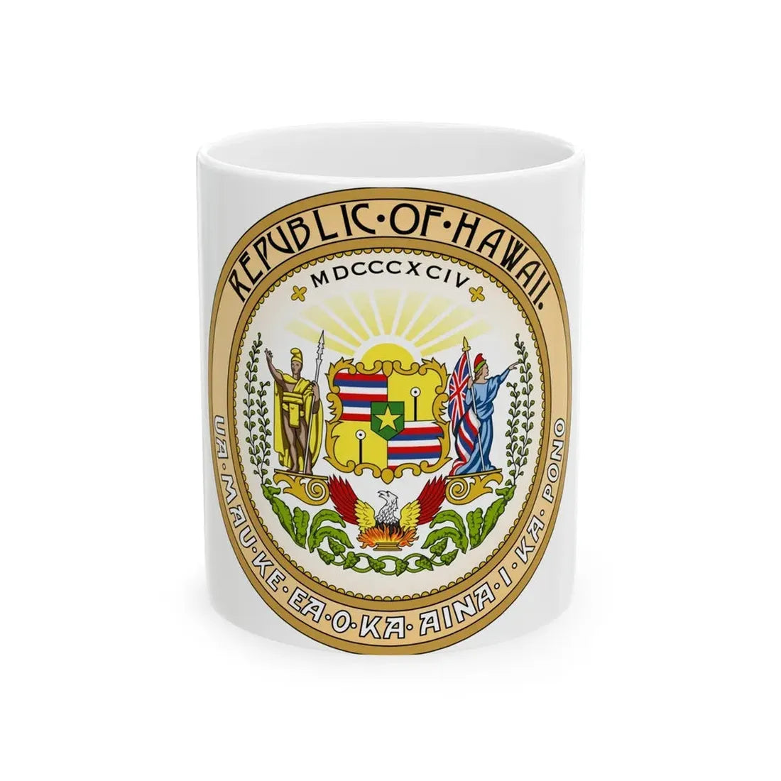 Seal of the Republic of Hawaii - White Coffee Mug 11oz - Go Mug Yourself