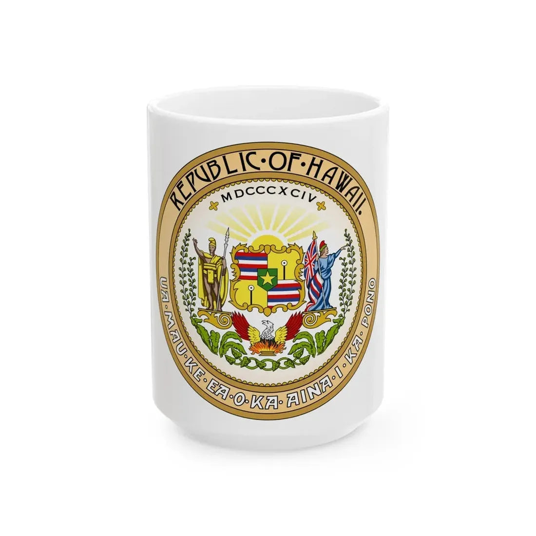 Seal of the Republic of Hawaii - White Coffee Mug 15oz - Go Mug Yourself