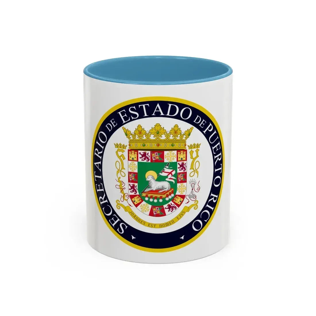 Seal of the Secretary of State of Puerto Rico - Accent Coffee Mug 11oz Light Blue - Go Mug Yourself