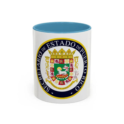 Seal of the Secretary of State of Puerto Rico - Accent Coffee Mug 11oz Light Blue - Go Mug Yourself