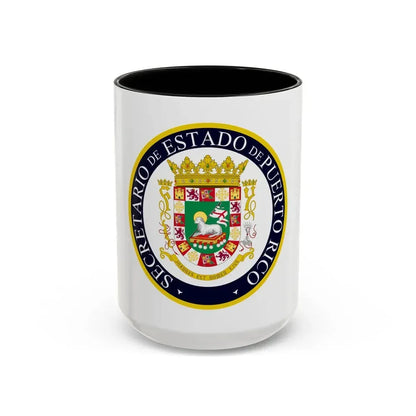 Seal of the Secretary of State of Puerto Rico - Accent Coffee Mug 15oz Black - Go Mug Yourself