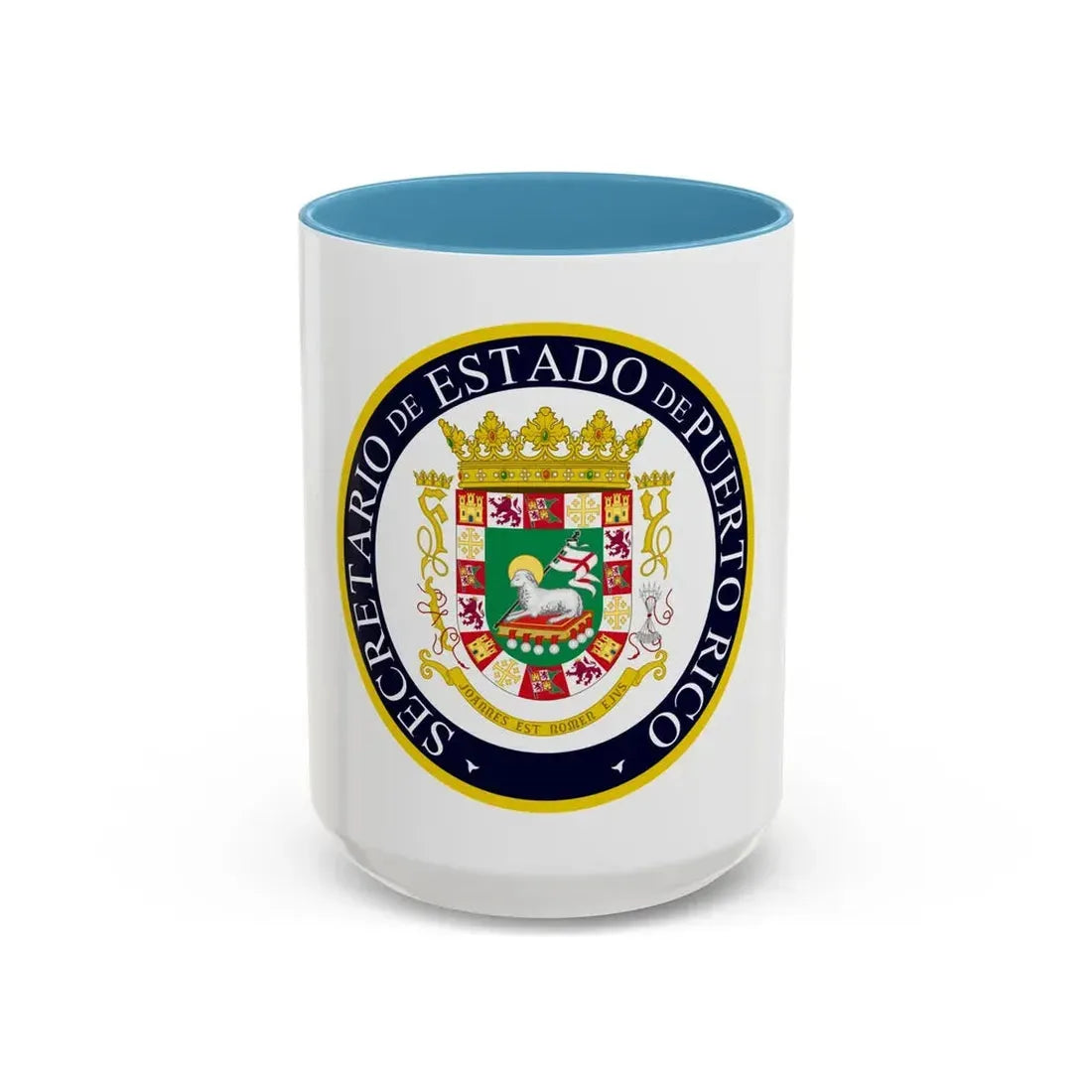 Seal of the Secretary of State of Puerto Rico - Accent Coffee Mug 15oz Light Blue - Go Mug Yourself