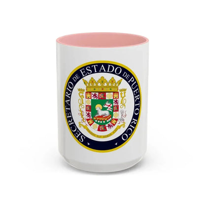 Seal of the Secretary of State of Puerto Rico - Accent Coffee Mug 15oz Pink - Go Mug Yourself