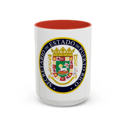 Seal of the Secretary of State of Puerto Rico - Accent Coffee Mug 15oz Red - Go Mug Yourself