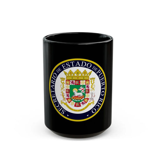 Seal of the Secretary of State of Puerto Rico - Black Coffee Mug-15oz-Go Mug Yourself