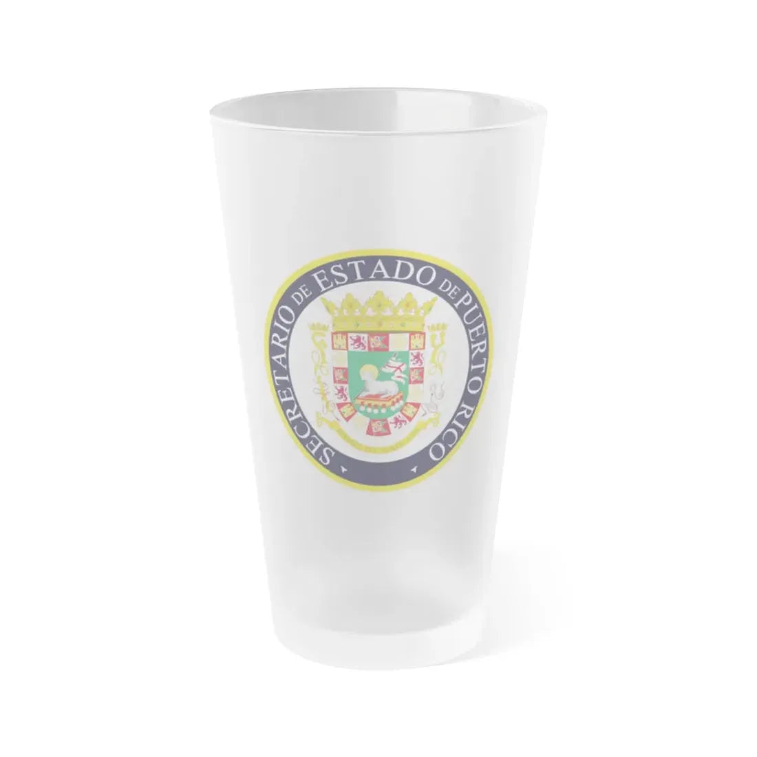 Seal of the Secretary of State of Puerto Rico - Frosted Pint Glass 16oz 16oz Frosted - Go Mug Yourself