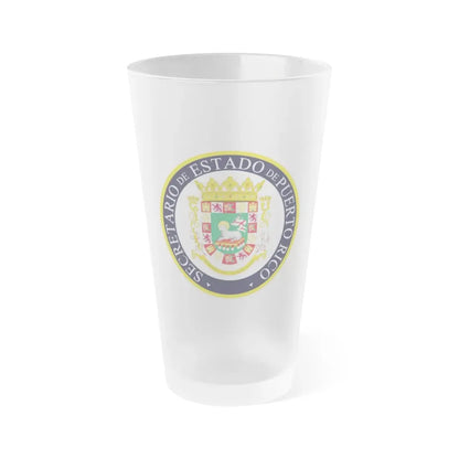 Seal of the Secretary of State of Puerto Rico - Frosted Pint Glass 16oz 16oz Frosted - Go Mug Yourself