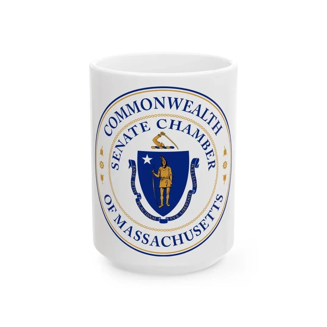 Seal of the Senate of Massachusetts - White Coffee Mug 15oz - Go Mug Yourself