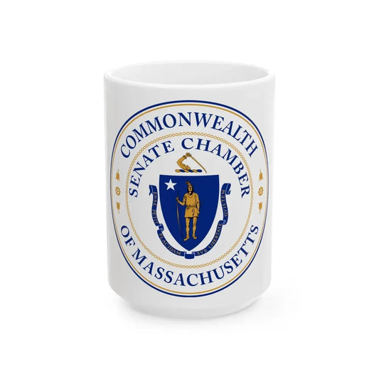 Seal of the Senate of Massachusetts - White Coffee Mug 15oz - Go Mug Yourself