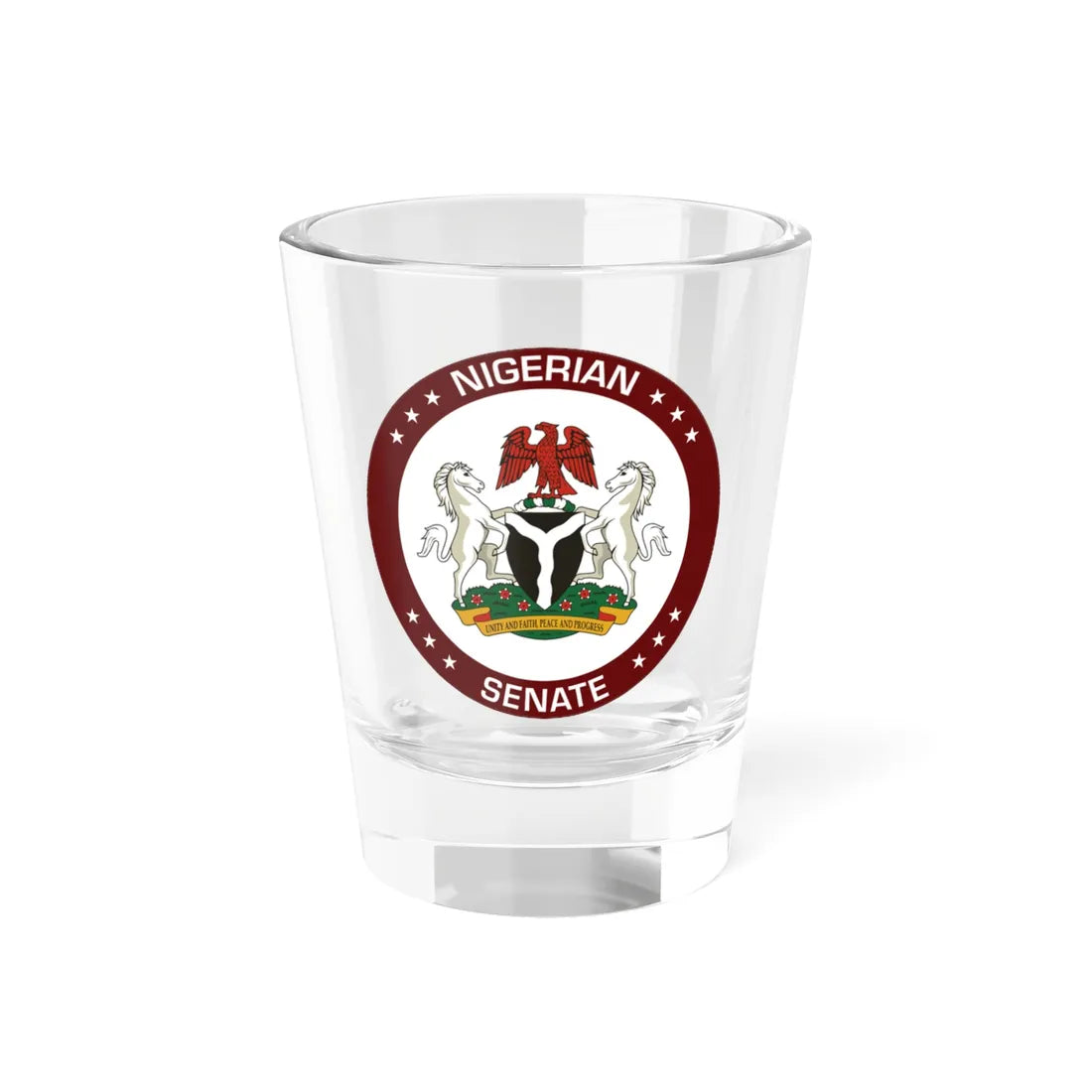 Seal of the Senate of Nigeria (Niger) (Coat of Arms) Shot Glass 1.5oz 1.5oz - Go Mug Yourself