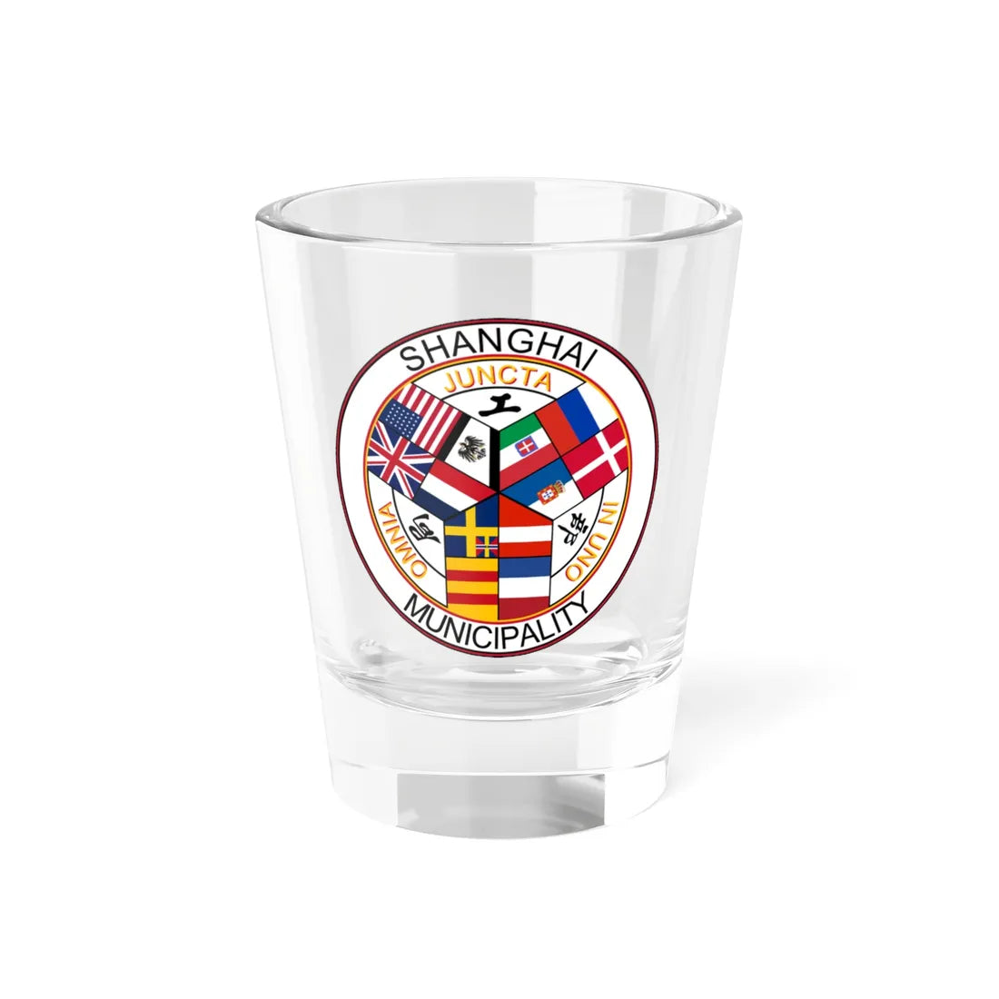 Seal of the Shanghai International Settlement pre-WWI (China) (Coat of Arms) Shot Glass 1.5oz 1.5oz - Go Mug Yourself
