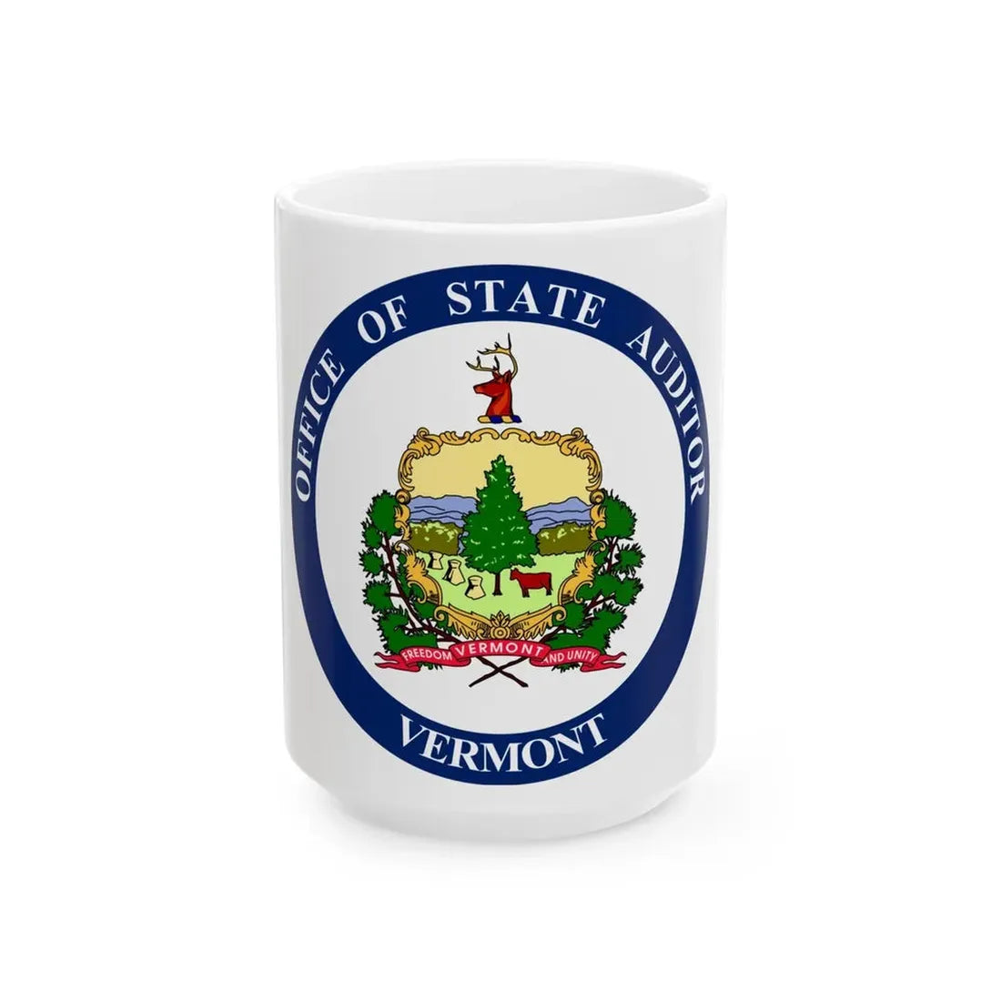 Seal of the State Auditor of Vermont - White Coffee Mug 15oz - Go Mug Yourself