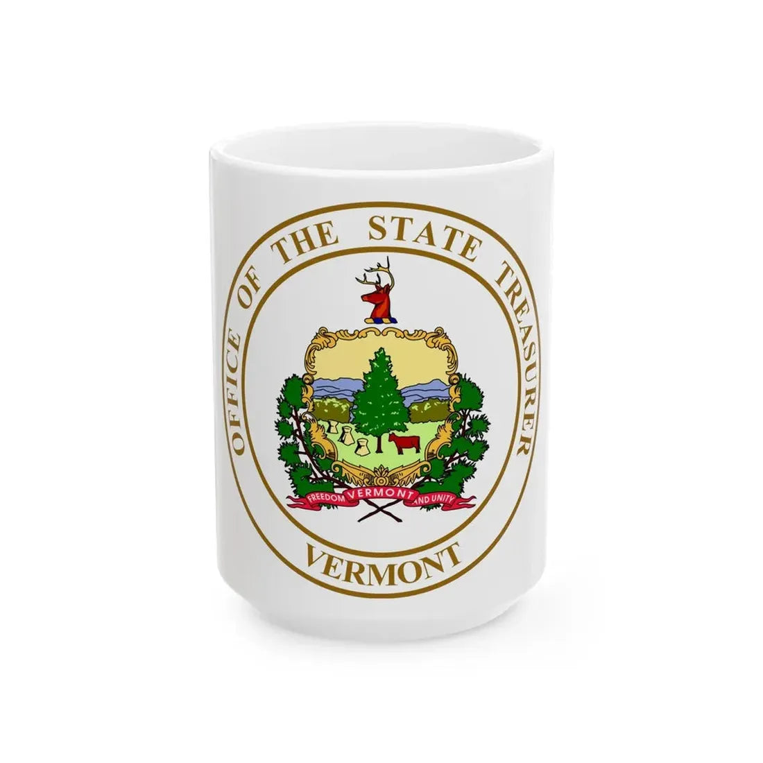 Seal of the State Treasurer of Vermont - White Coffee Mug 15oz - Go Mug Yourself